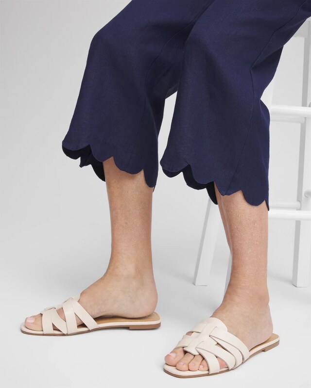 Linen Scallop Hem Crop Pants - image 4
